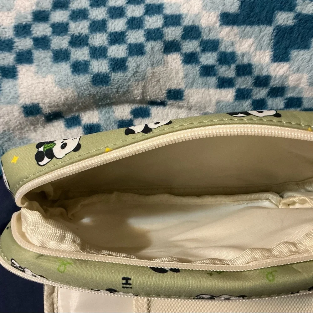 Green Panda Print Pouch